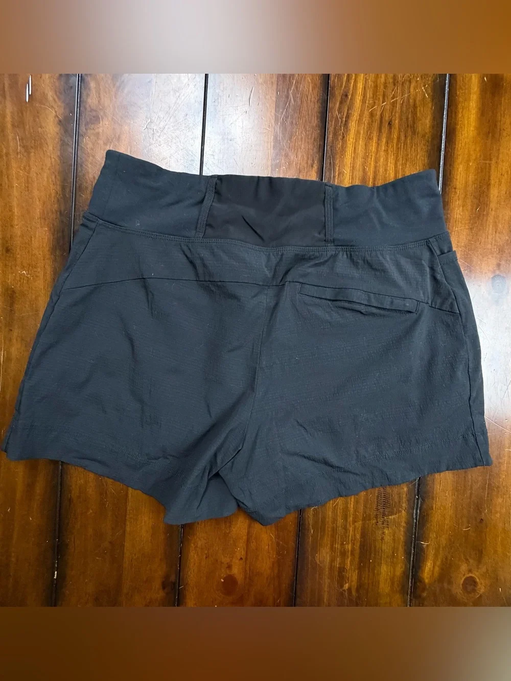 Athleta Black Performance Zip-Pocket Athletic Shorts